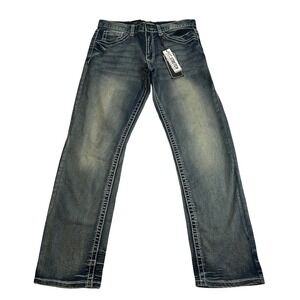 True Luck Mens Straight Leg Classic Stretch Blue Jeans 32x32 New NWT